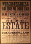 Poster advertising auction on 23 September 1872 of the Court House Farm at Atch Lench, 162 acres