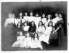 Class photo Atch Lench Court House school, 1907 (Elisabeth Shatwell email 31 March 2015). Ethel Medley is third from right, middle row (arrowed)